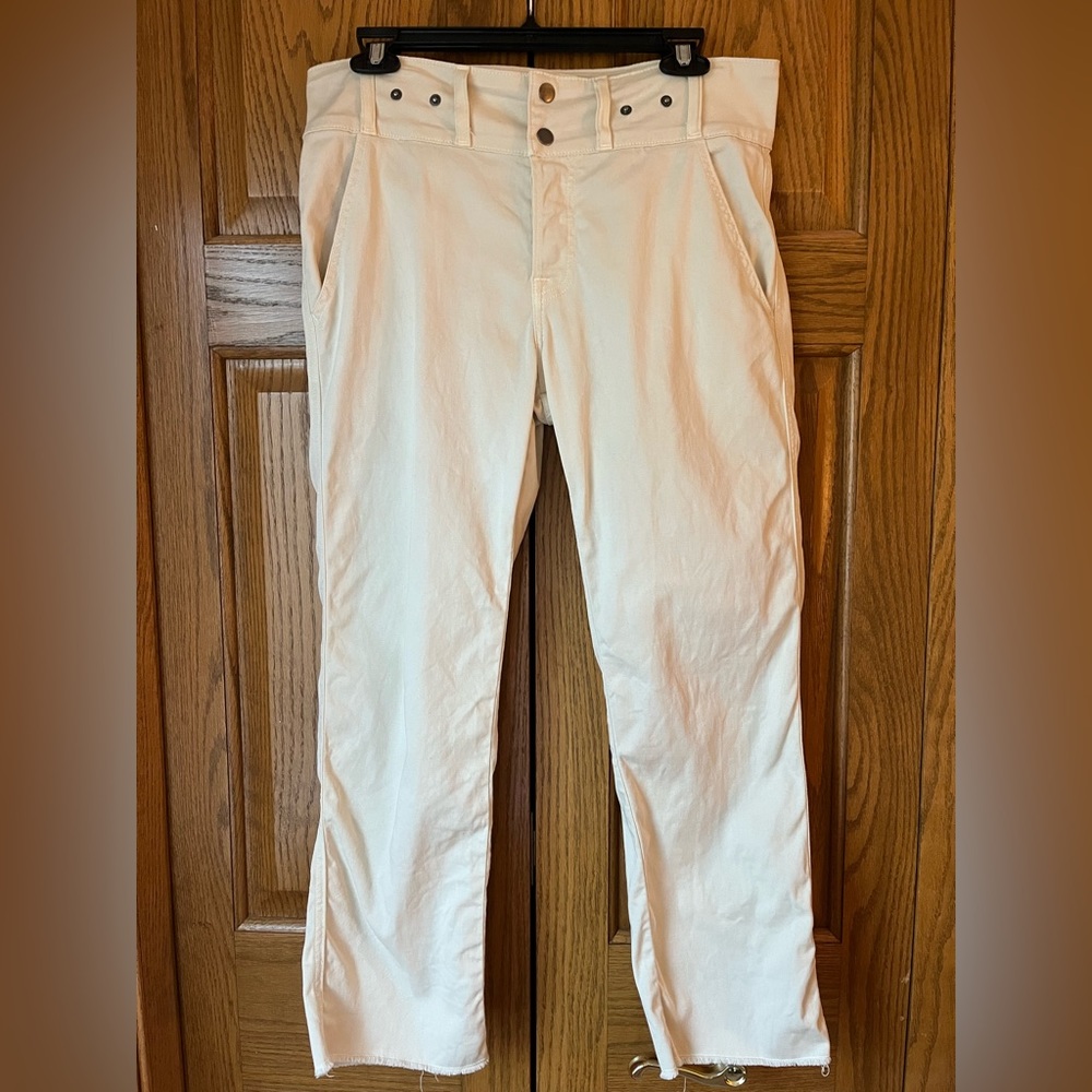 NSF Gabrie high-rise snapped straight cropped jeans